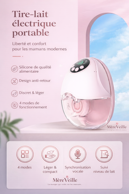 Tire-lait portable MèreVeille — Sans douleur, sans bruit, sans contrainte