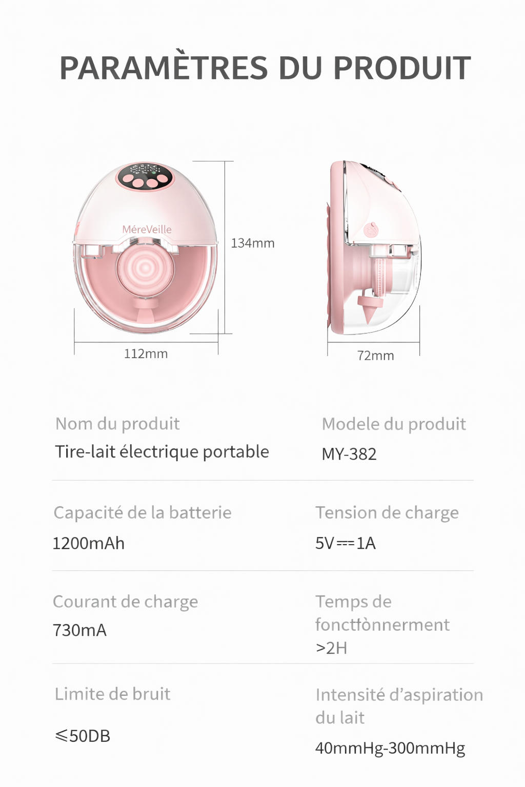Tire-lait portable MèreVeille — Sans douleur, sans bruit, sans contrainte